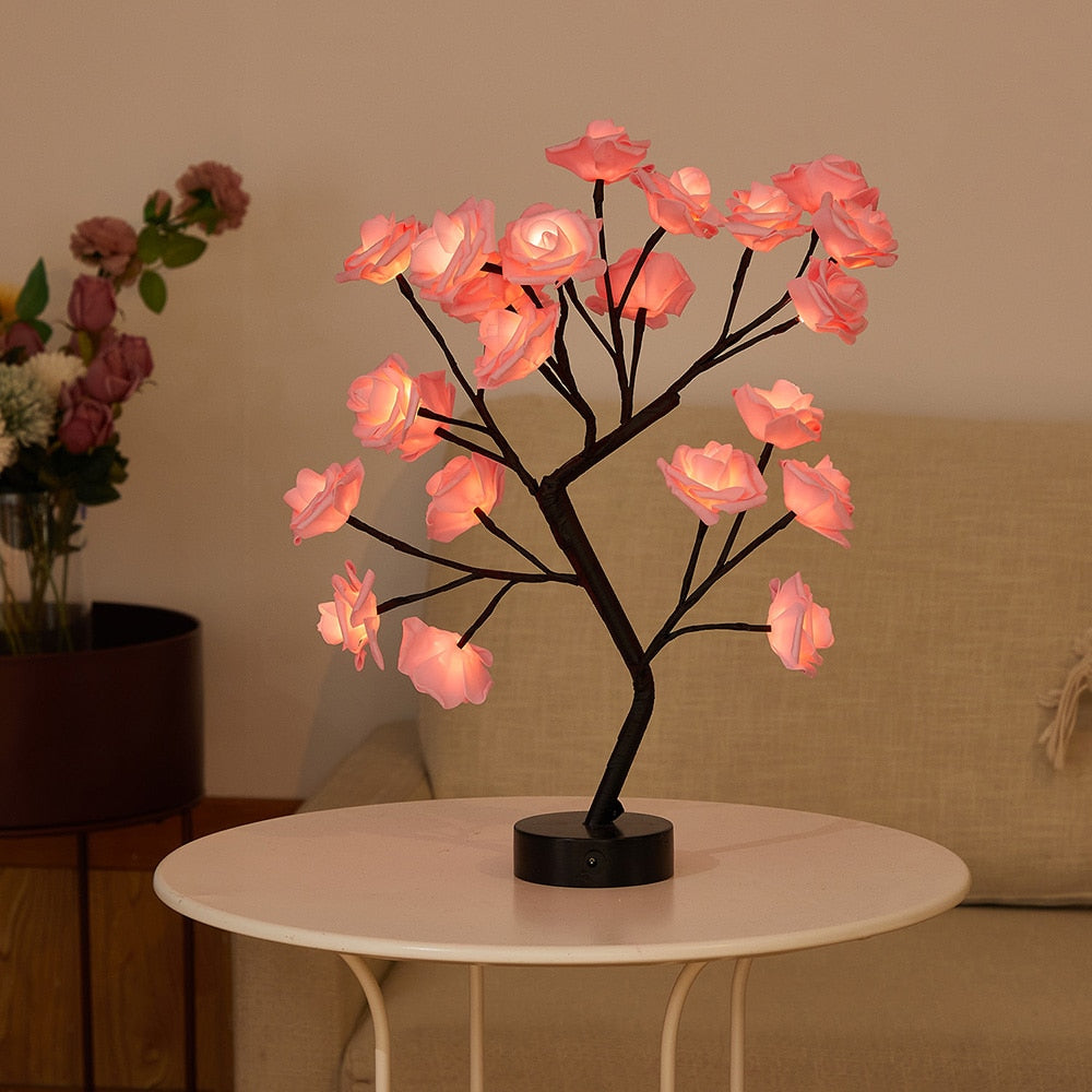 Table Lamp Rose Flower Tree