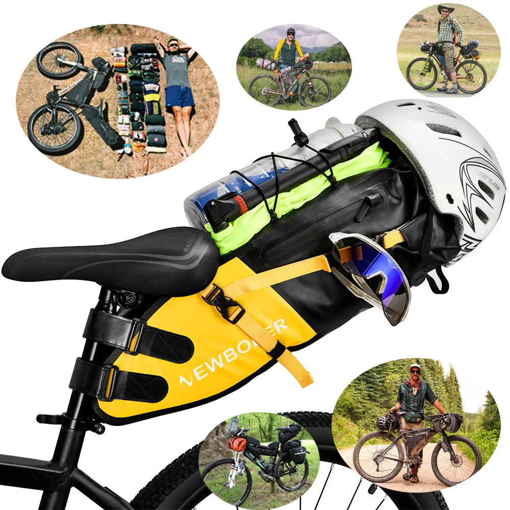 Waterproof 13L Bike Saddle Bag Foldable Rear Tail Trunk Yellow