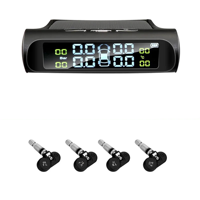 Solar Powered TPMS Wireless Tire Pressure Monitoring Black
