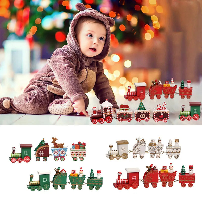 Rustic Wooden Train Christmas Ornament – Festive Merry Christmas Decoration