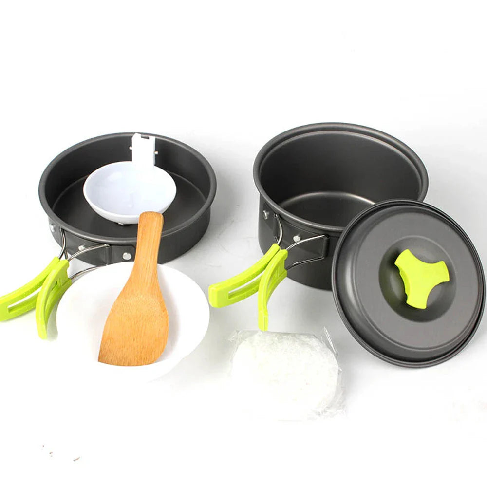 6-Piece Portable Camping Cookware Set Green