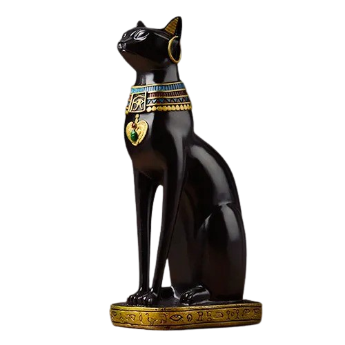 Timeless Egyptian Cat Resin Figurine: Vintage Home Decor Accent and Unique Gift