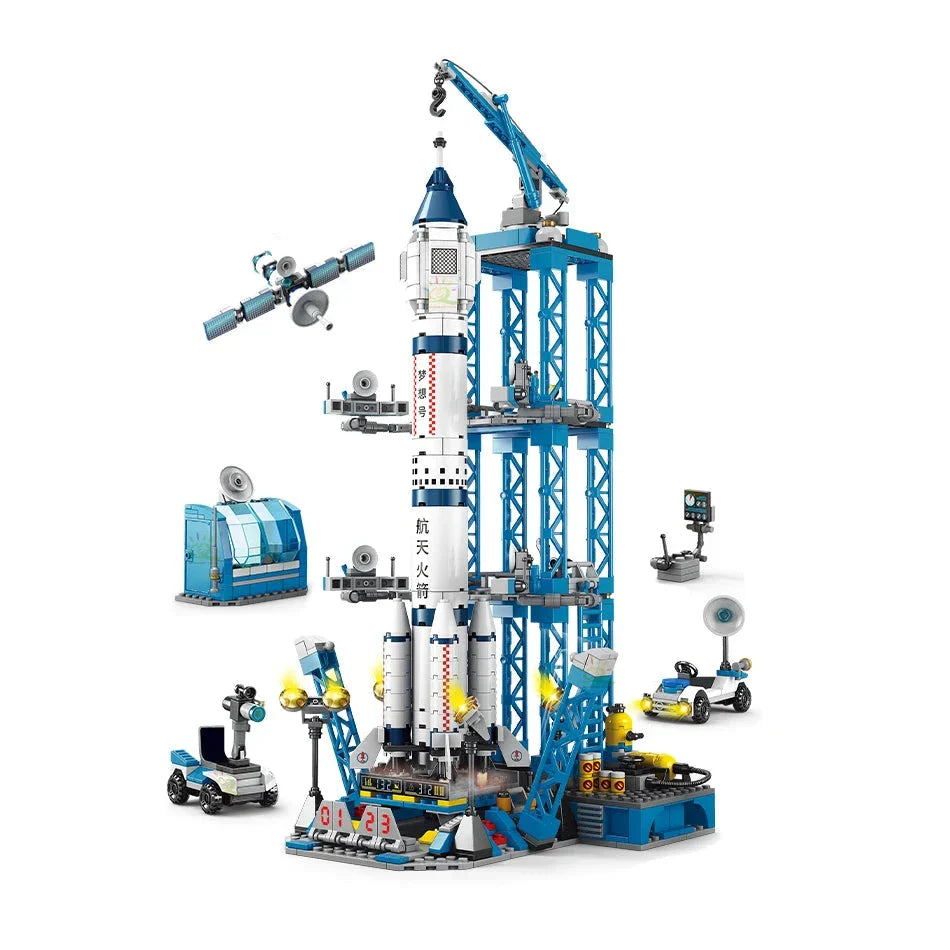 Space Manned Rocket Building Blocks with Astronaut Figure
