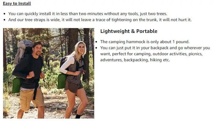 2-Person Camping Hammock with Mosquito Net