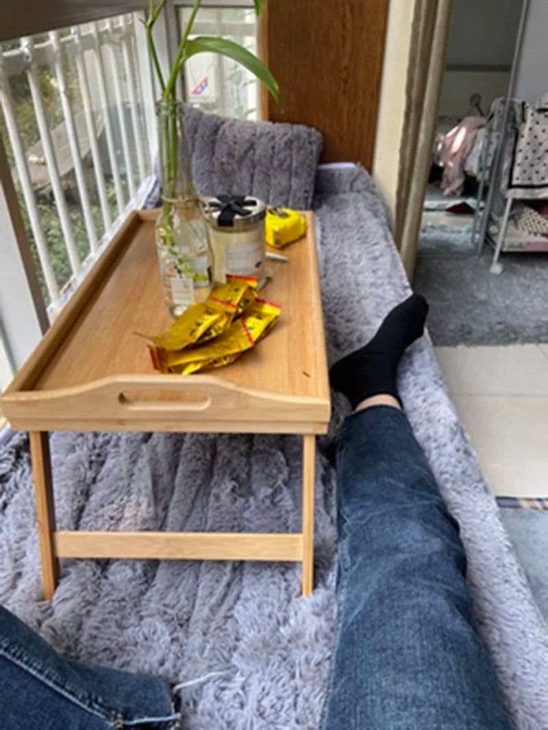 Foldable Laptop Stand & Breakfast Tray - Cozy Bedroom Desk