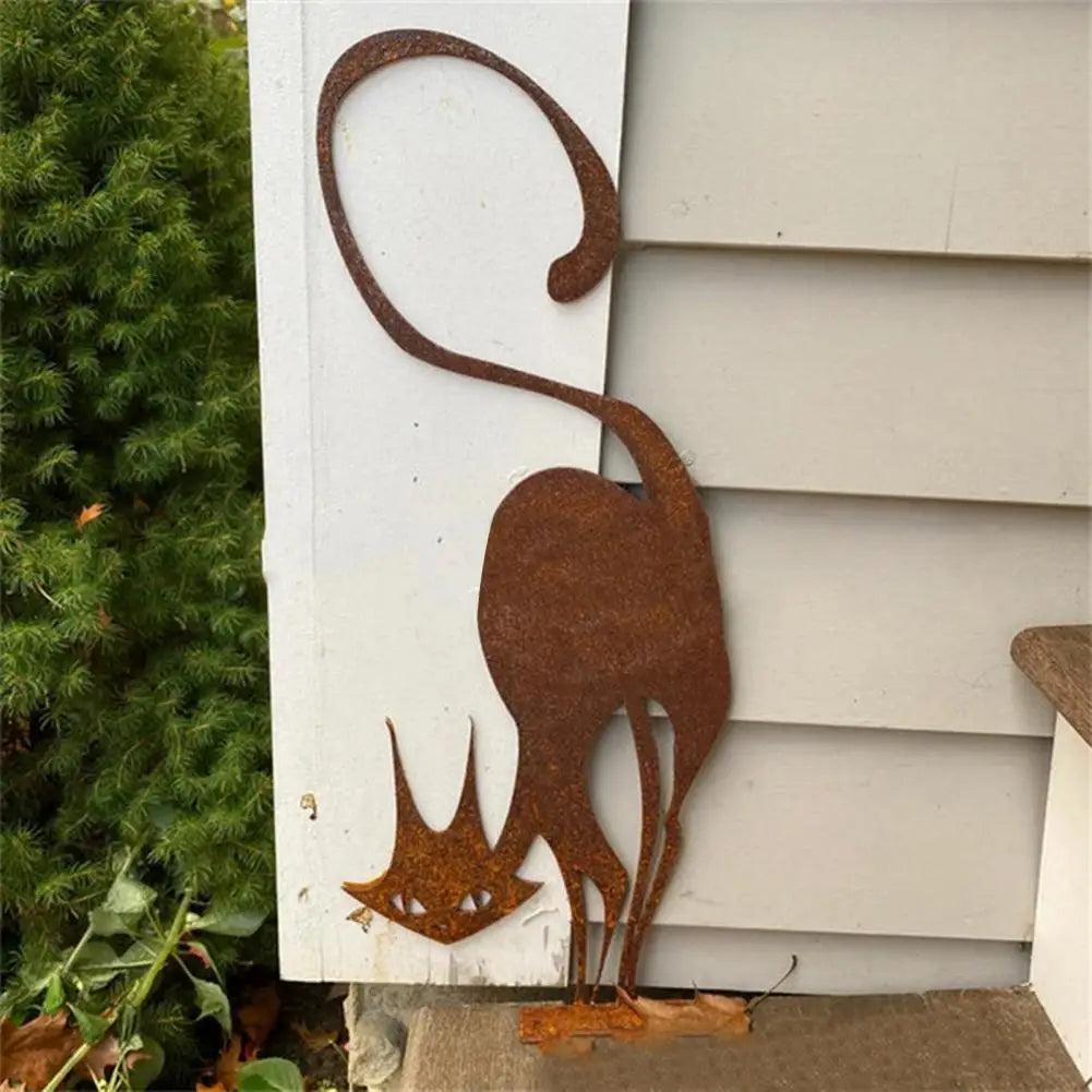 Halloween Metal Cat Yard Ornament