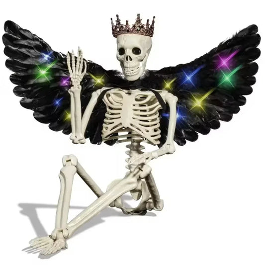 Halloween Hanging Wing Skeleton Skull with Glowing Wings