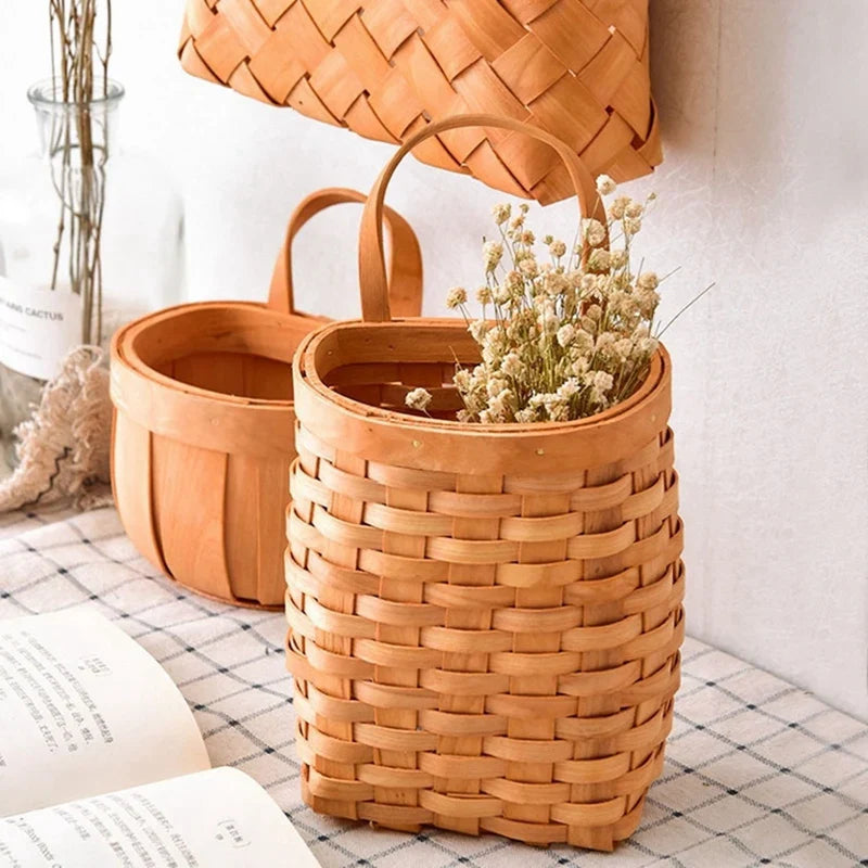 Wall Hanging Wicker Flower Basket for Home Decoration