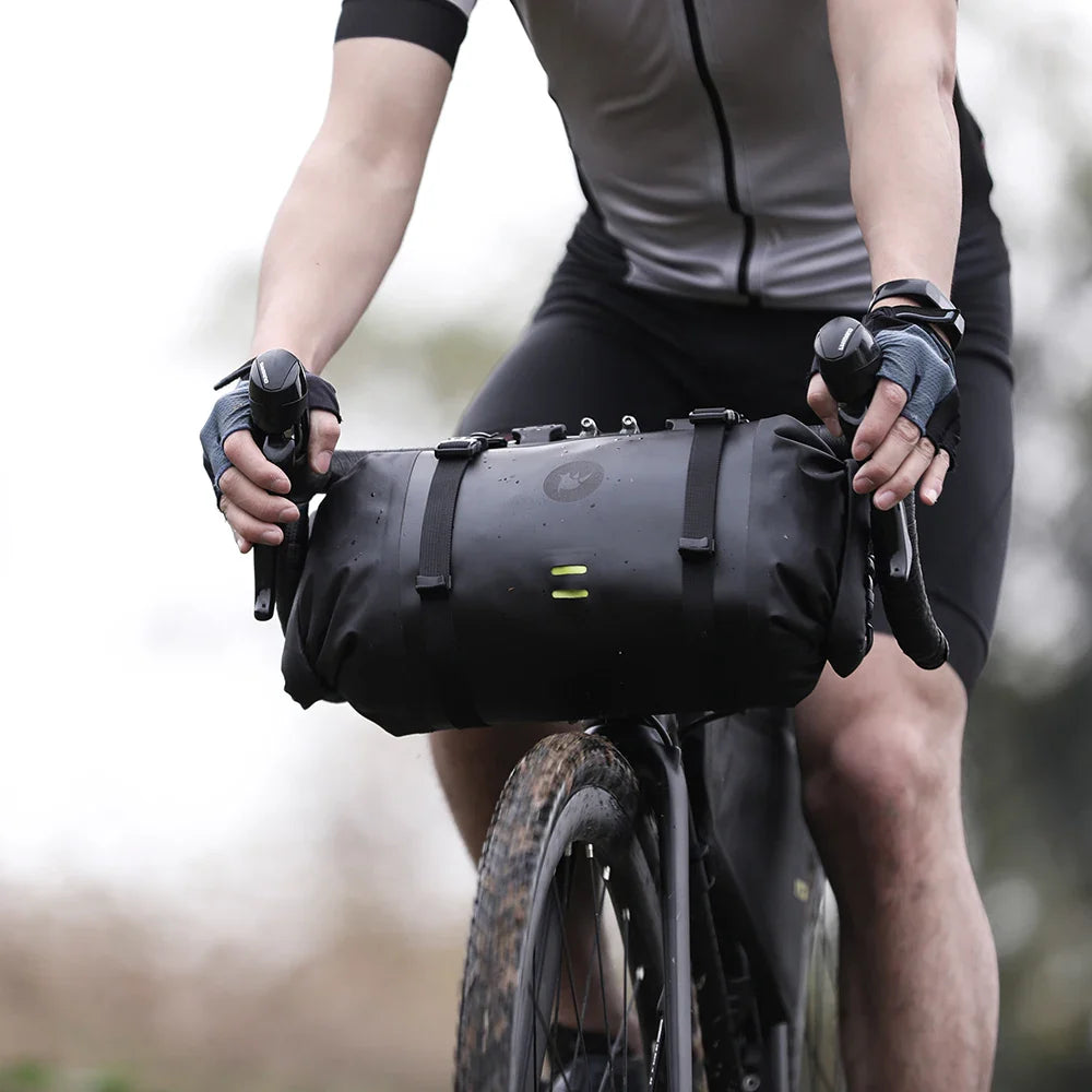 Waterproof Handlebar Bike Bag 8L Front Tube Trunk Pannier Black