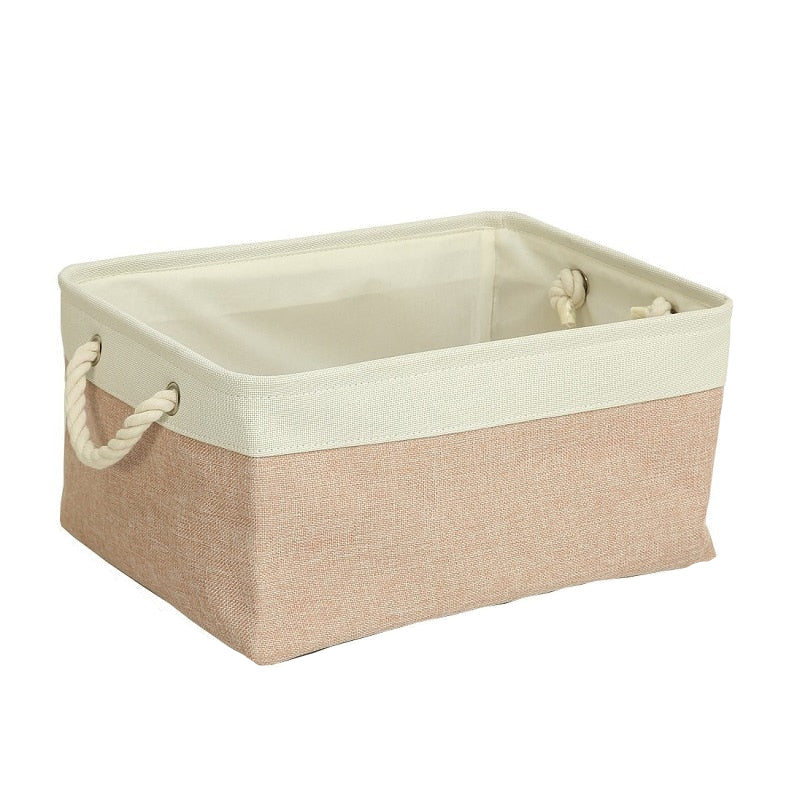 Cotton Linen Folding Storage Baskets Kids Toys Organizer Clothes and Sundries Storage Box Cabinet Storage Bag Laundry Basket
