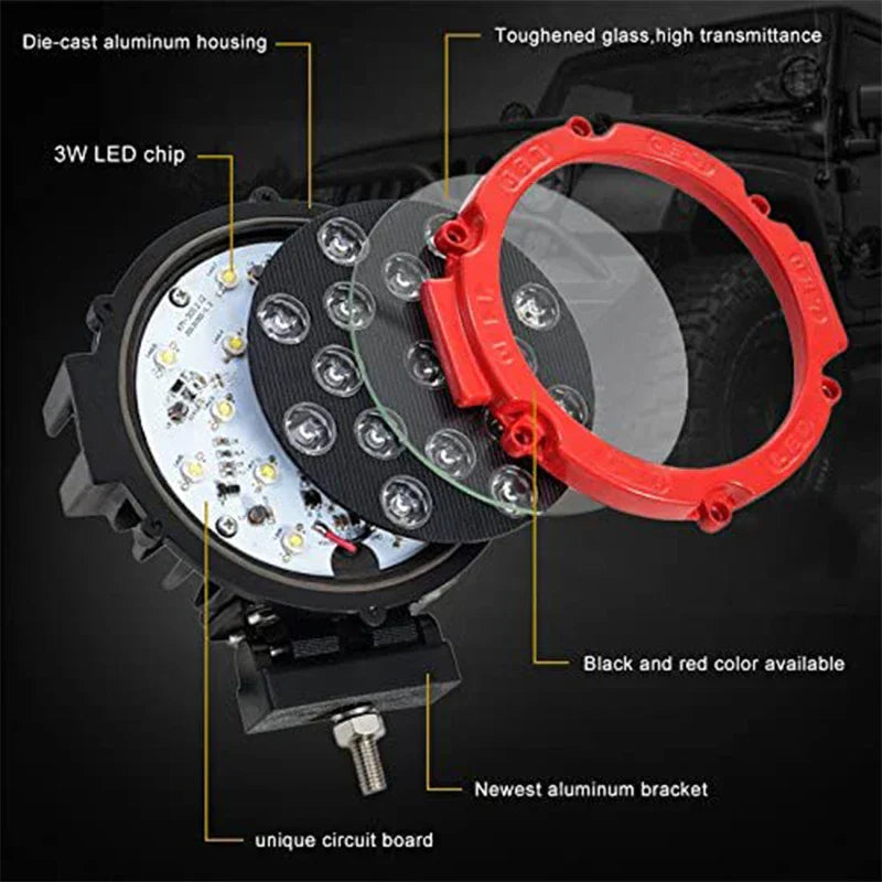 7-inch LED Light Bar 51W - 4x4 Off-Road Accessories