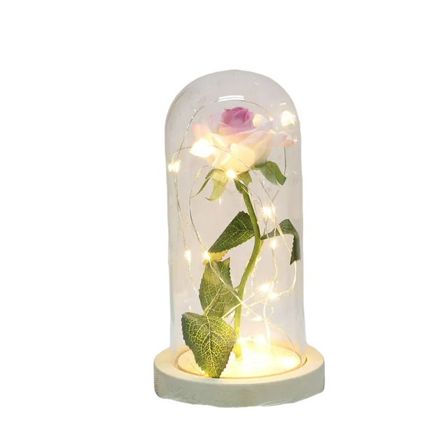 Magical Beauty and the Beast LED Glass Dome Rose – Multicolor USB-Powered Forever Rose