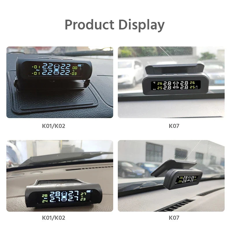 Solar Powered TPMS Wireless Tire Pressure Monitoring Black