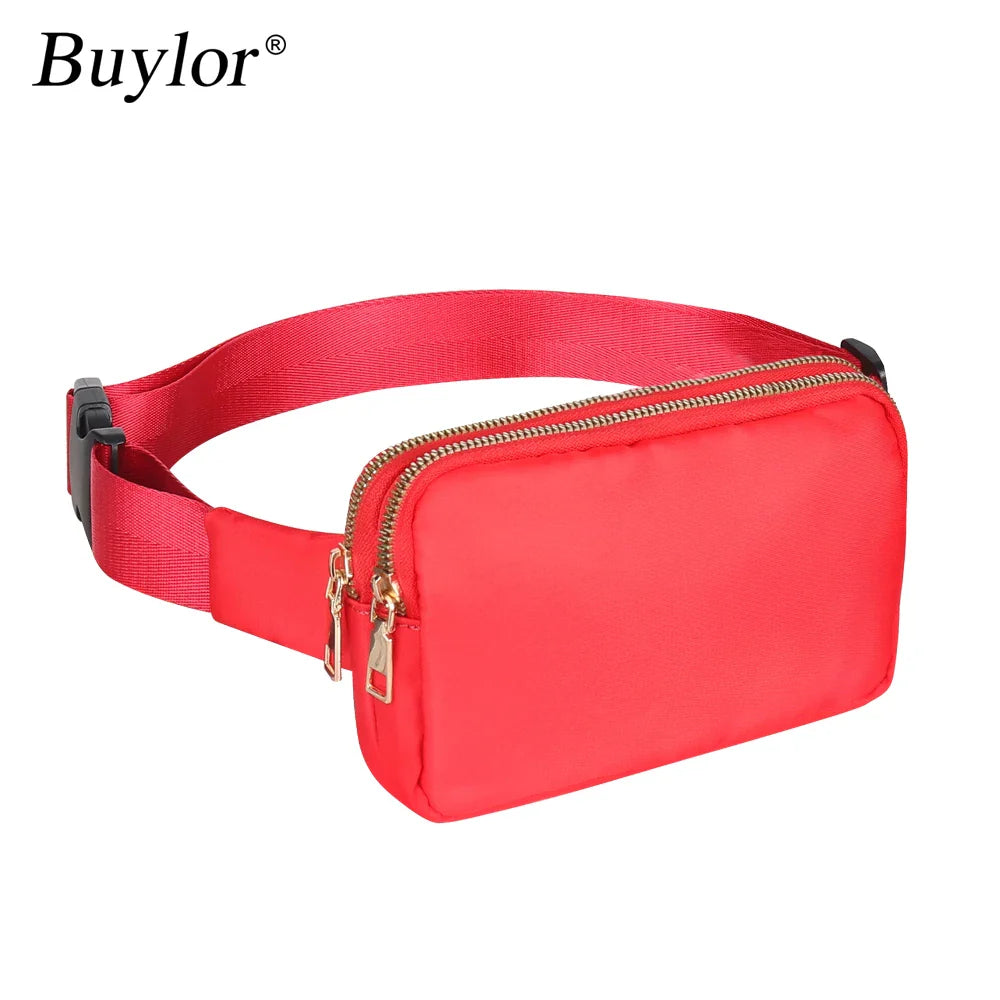 Women Waist Bag Waterproof Crossbody Chest Fanny Pack (Red)