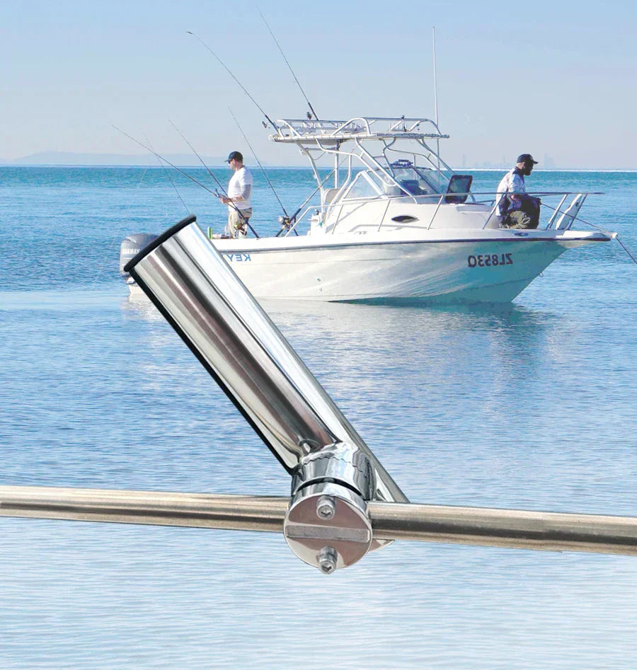 2PCS Stainless Steel Clamp-On Fishing Rod Holders