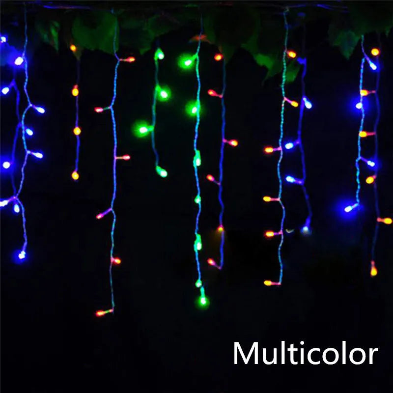4.8M LED Curtain Icicle String Lights - Color-Changing Christmas Garland with 8 Flashing Modes