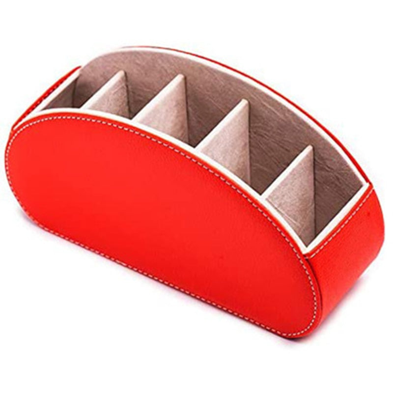 PU Leather Storage Box Multifunctional Desk Organizer Box Black Solid Color Simple Style Home Office Remote Control Storage