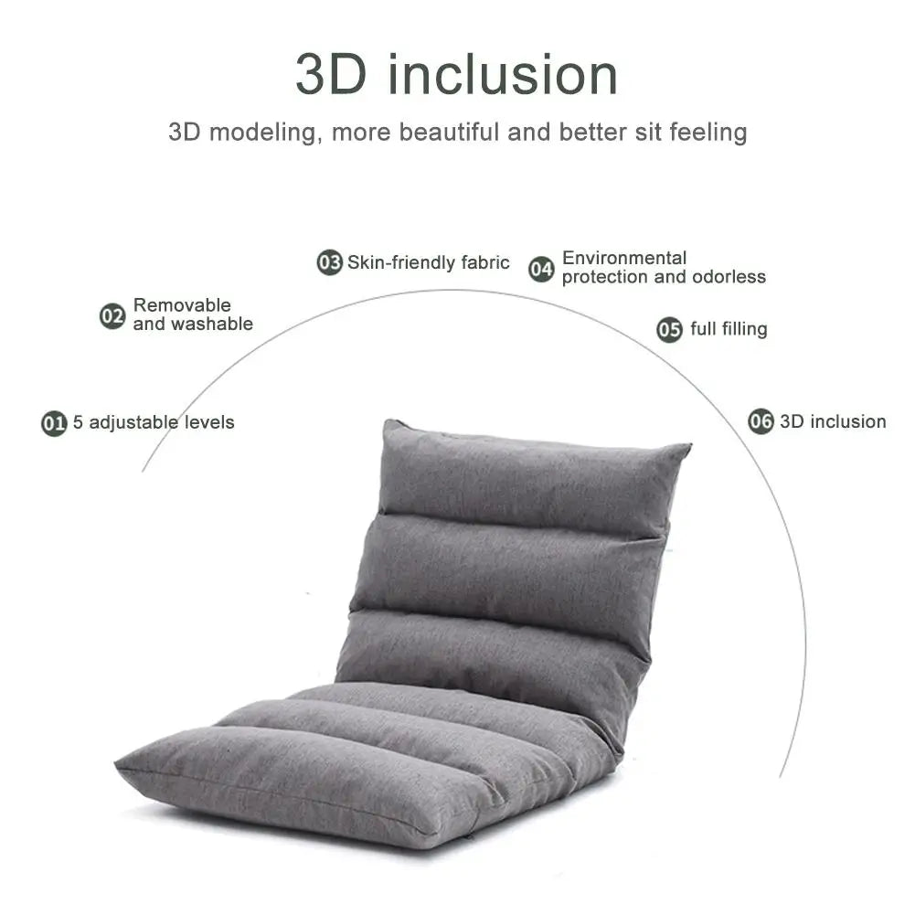 Adjustable Floor Gaming Sofa Chair - Padded Lounger with Back Support