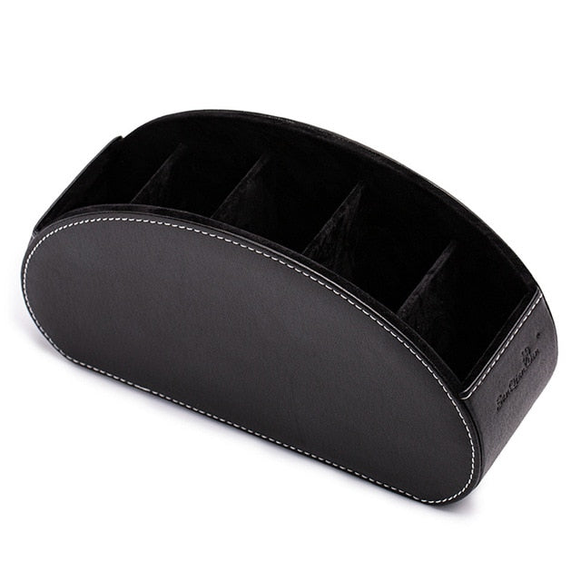 PU Leather Storage Box Multifunctional Desk Organizer Box Black Solid Color Simple Style Home Office Remote Control Storage