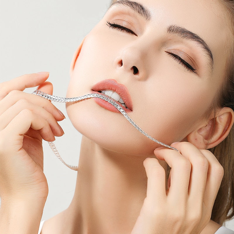 Sterling Silver 6mm Side Chain Necklace