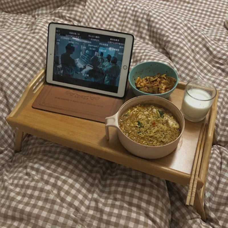 Foldable Laptop Stand & Breakfast Tray - Cozy Bedroom Desk