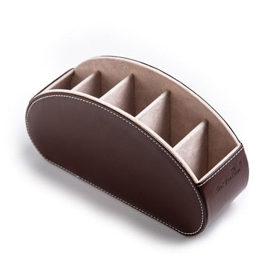 PU Leather Storage Box Multifunctional Desk Organizer Box Black Solid Color Simple Style Home Office Remote Control Storage