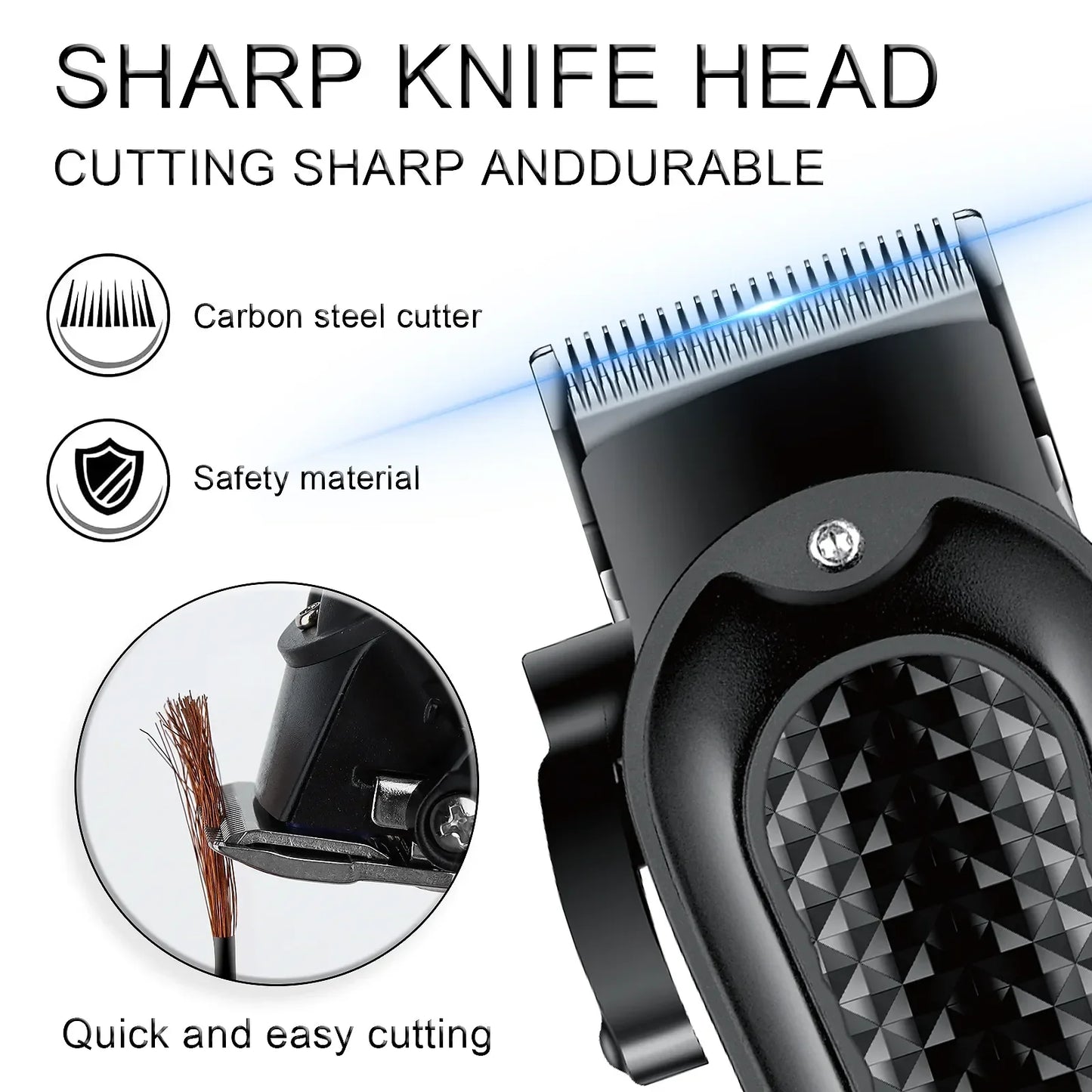 Electric Hair Clipper & Beard Trimmer USB Cordless Tool for Men Black