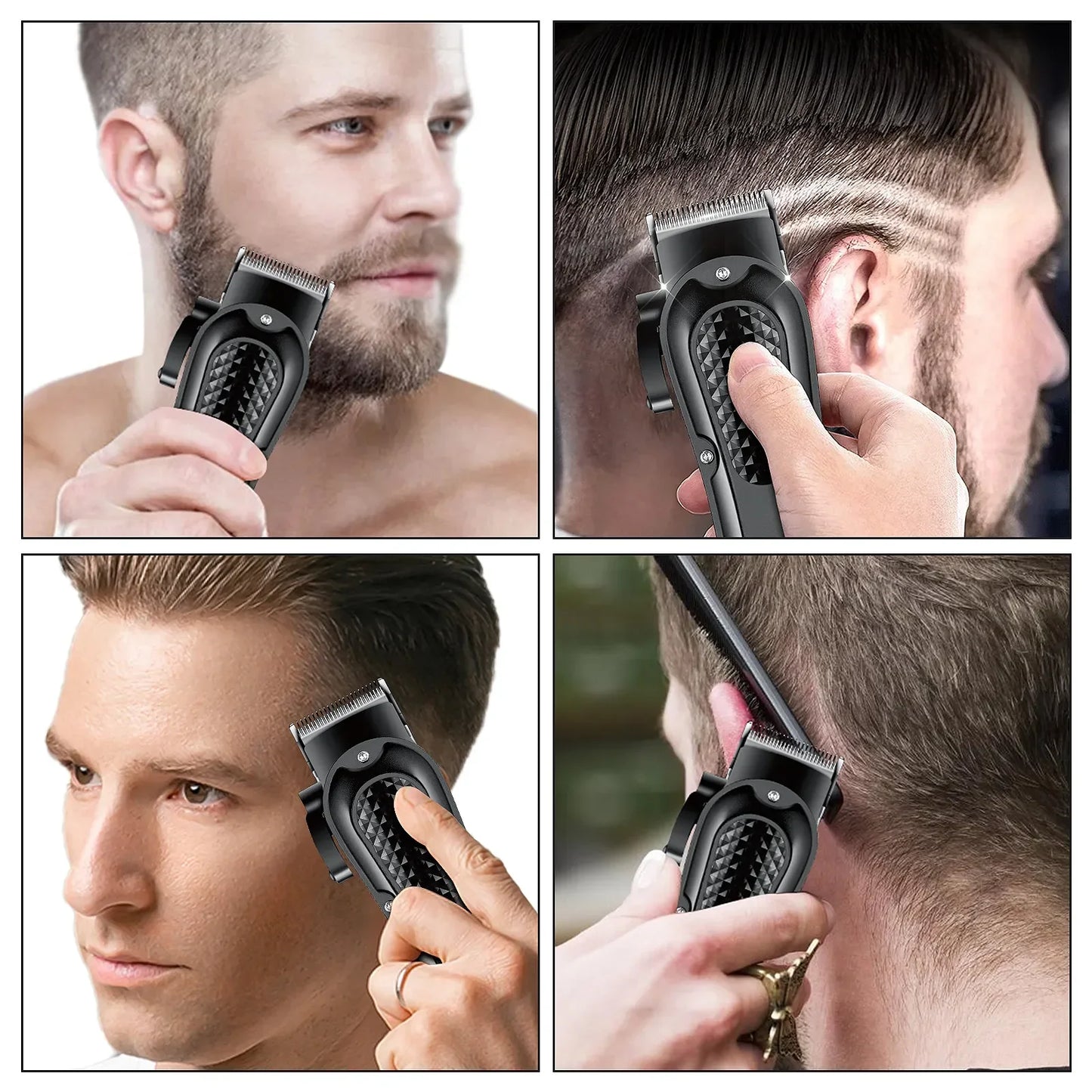 Electric Hair Clipper & Beard Trimmer USB Cordless Tool for Men Black