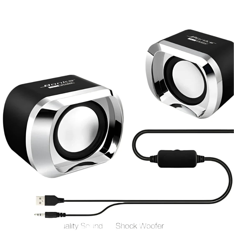 Portable Bass Computer Speakers with Subwoofer (Black)