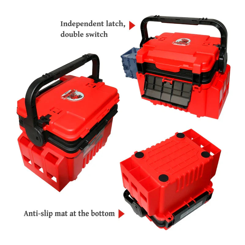 Multifunction Fishing Tackle Box with Rod Holder