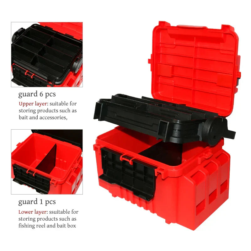 Multifunction Fishing Tackle Box with Rod Holder