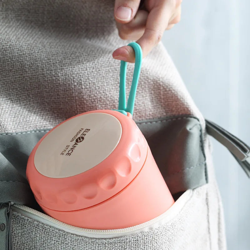 Insulated Food Thermal Jar Stainless Steel Vacuum Soup Cup Pink