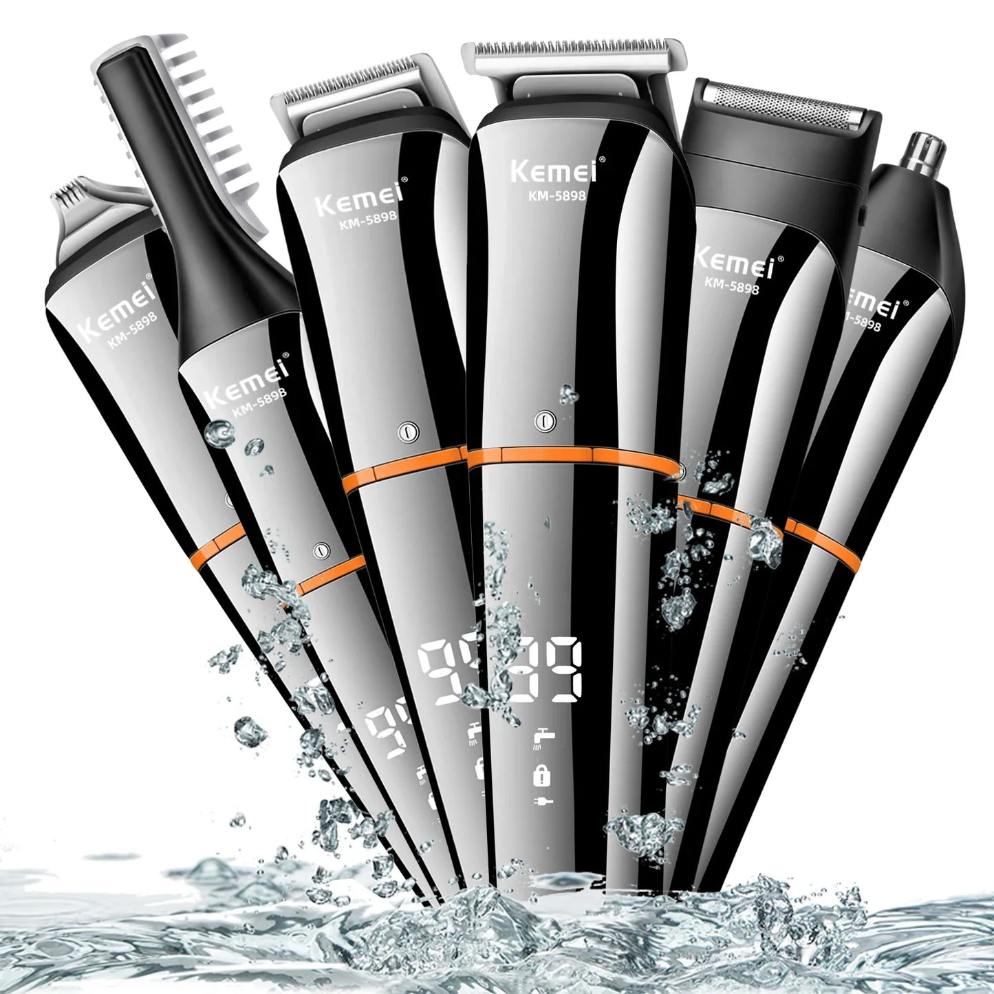 Waterproof 11-in-1 Men's Grooming Kit Cordless Rechargeable Trimmer Black