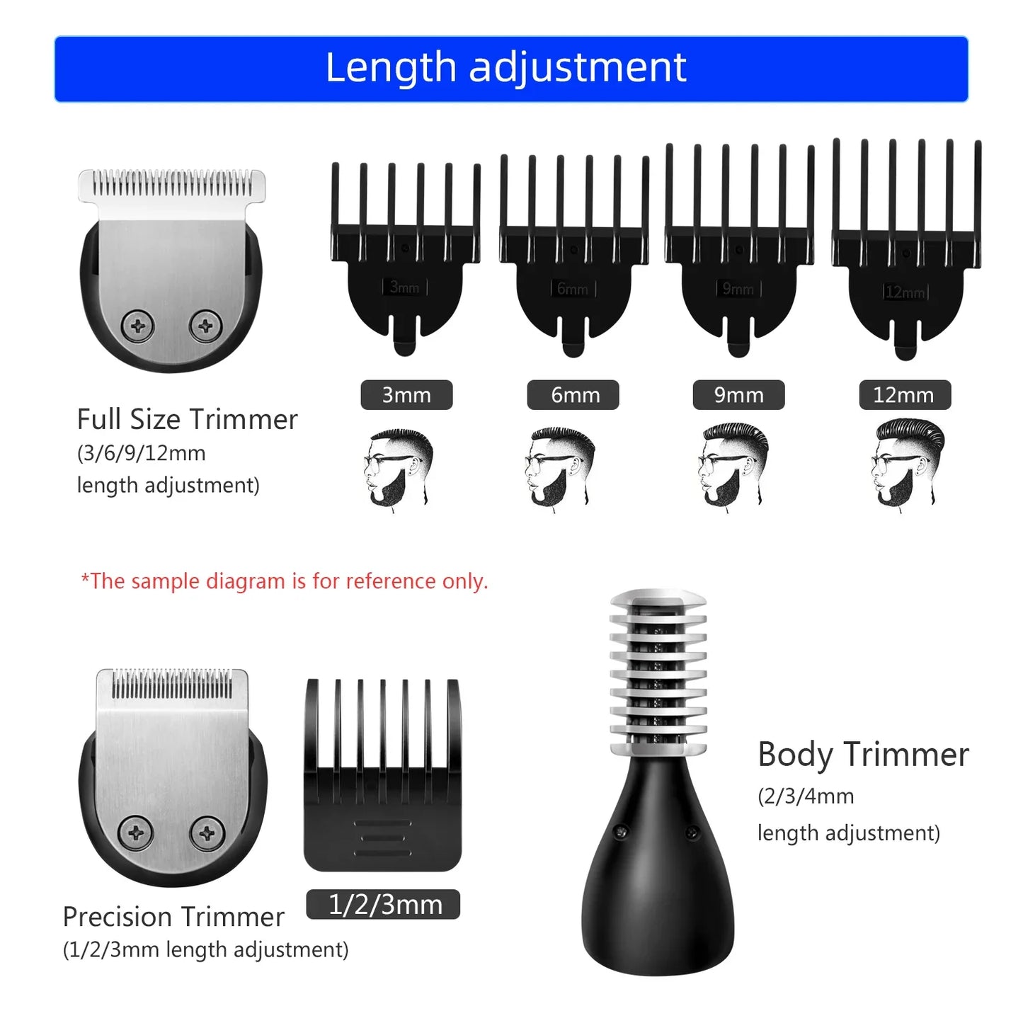 Waterproof 11-in-1 Men's Grooming Kit Cordless Rechargeable Trimmer Black