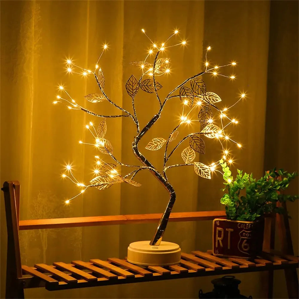 Christmas LED Leaf Tree Lamp USB Fairy Light