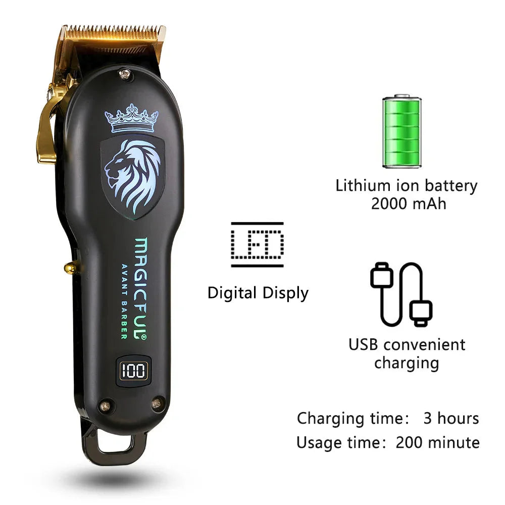 Rechargeable Hair Clipper High Performance Electric Trimmer for Men Black