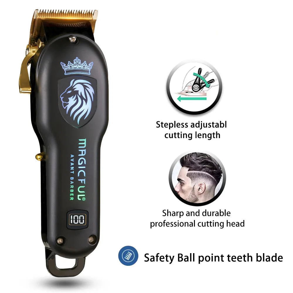 Rechargeable Hair Clipper High Performance Electric Trimmer for Men Black