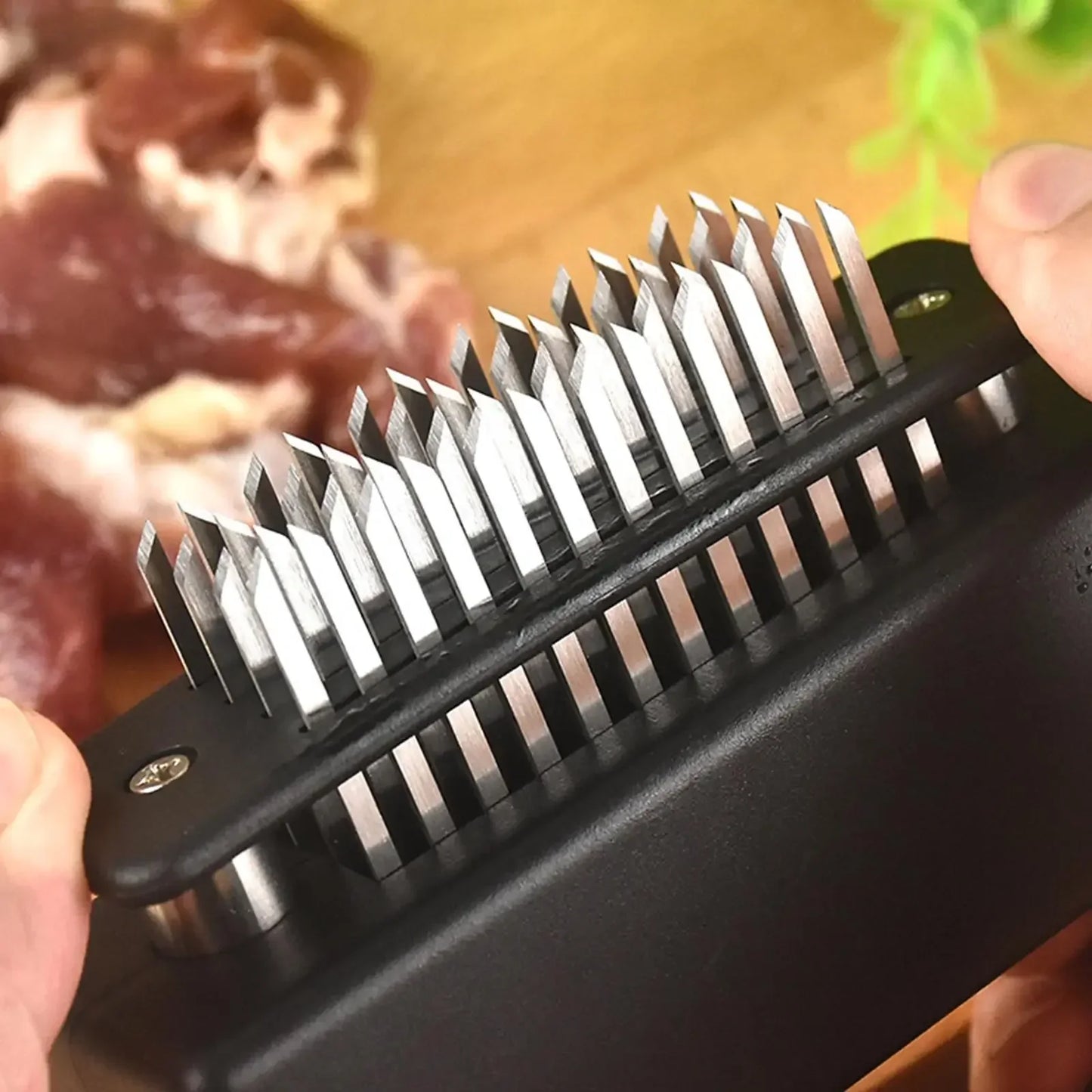 Stainless Steel Meat Tenderizer – 48 Needle Steak Softener