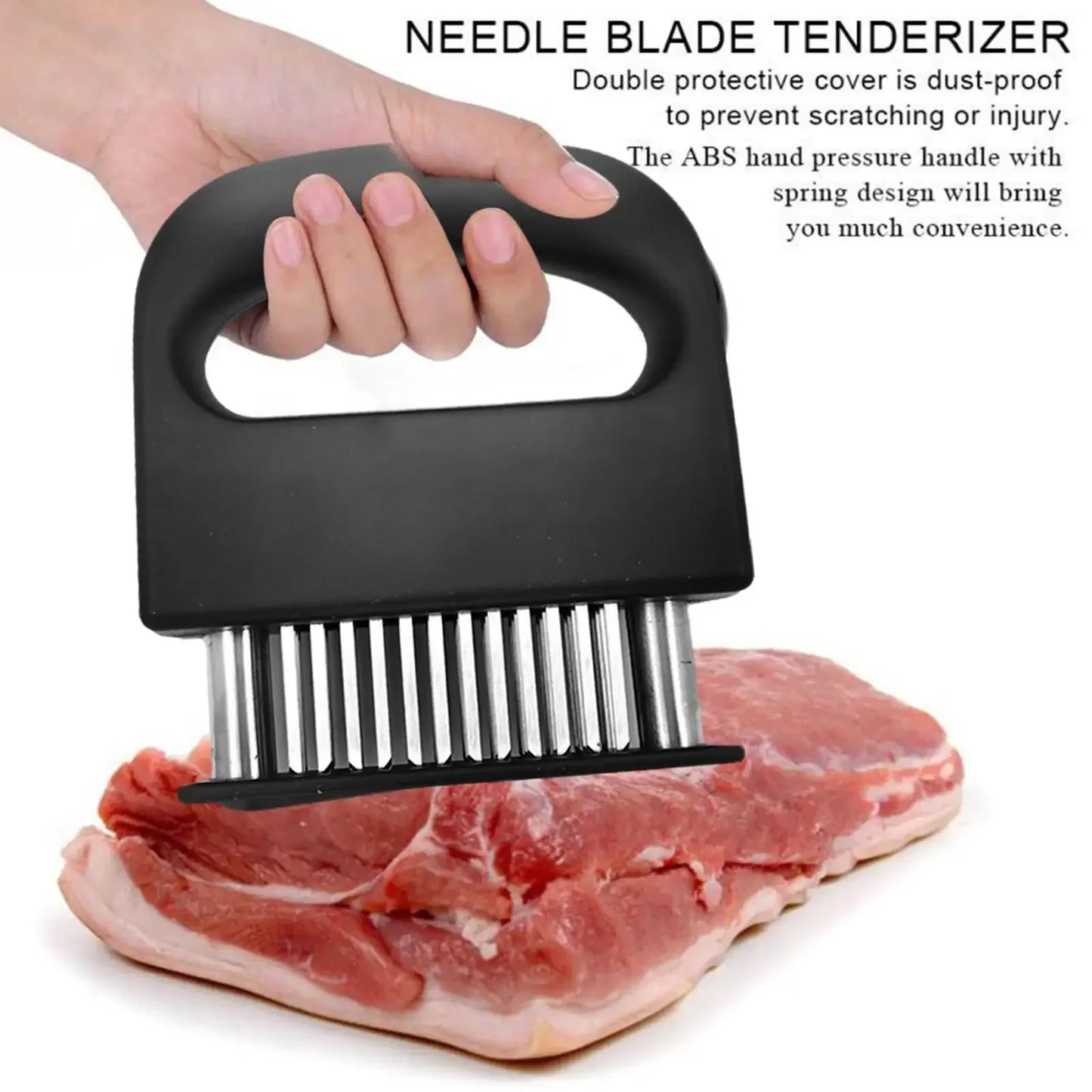 Stainless Steel Meat Tenderizer – 48 Needle Steak Softener