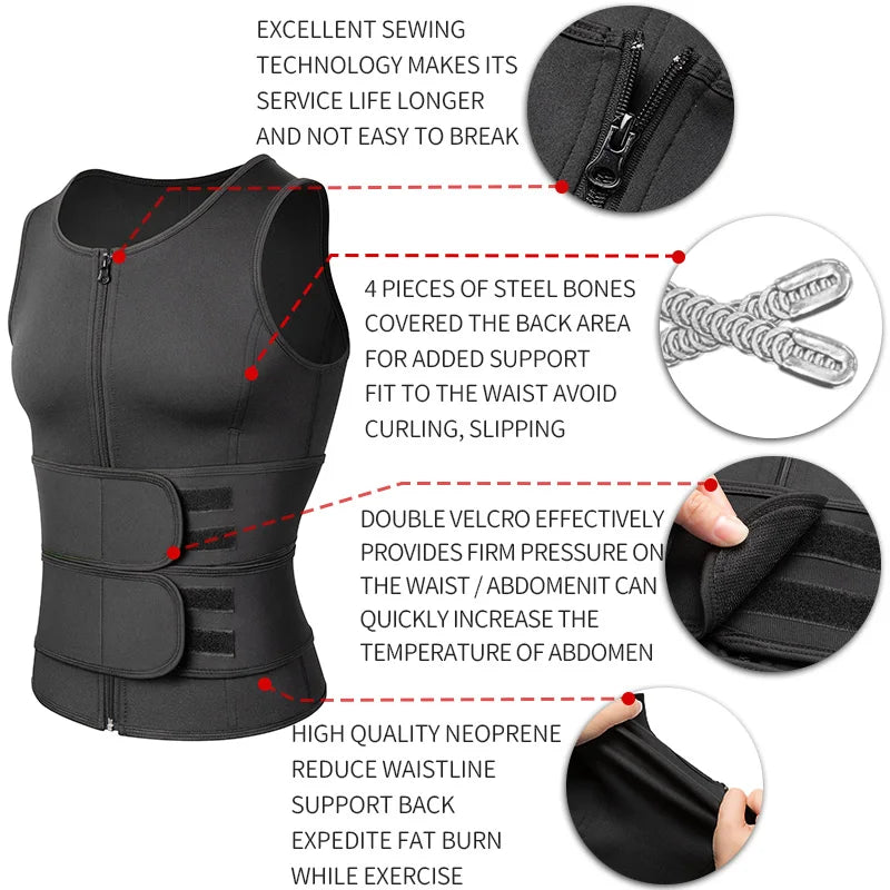 Men Sauna Waist Trainer Fitness Vest Body Shaper