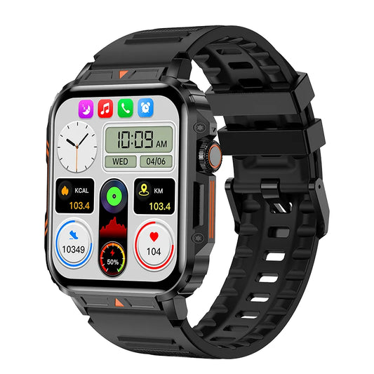 Military Smart Watch Fitness Health Monitor Bluetooth (Black)