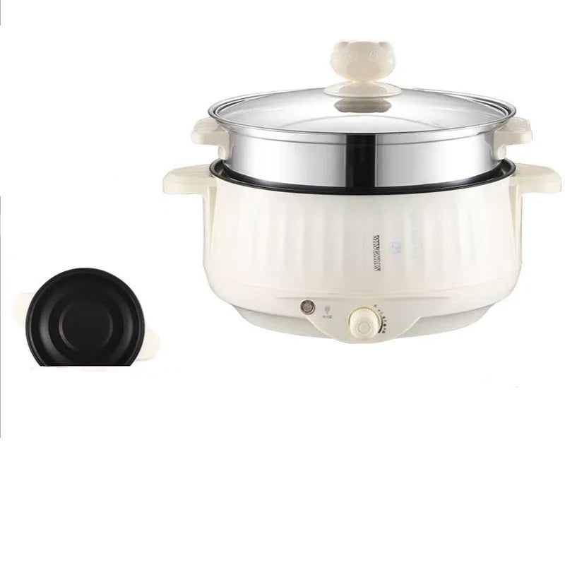 Electric Cooker Double Layer 24cm Non Stick Hot Pot & Rice Cooker White
