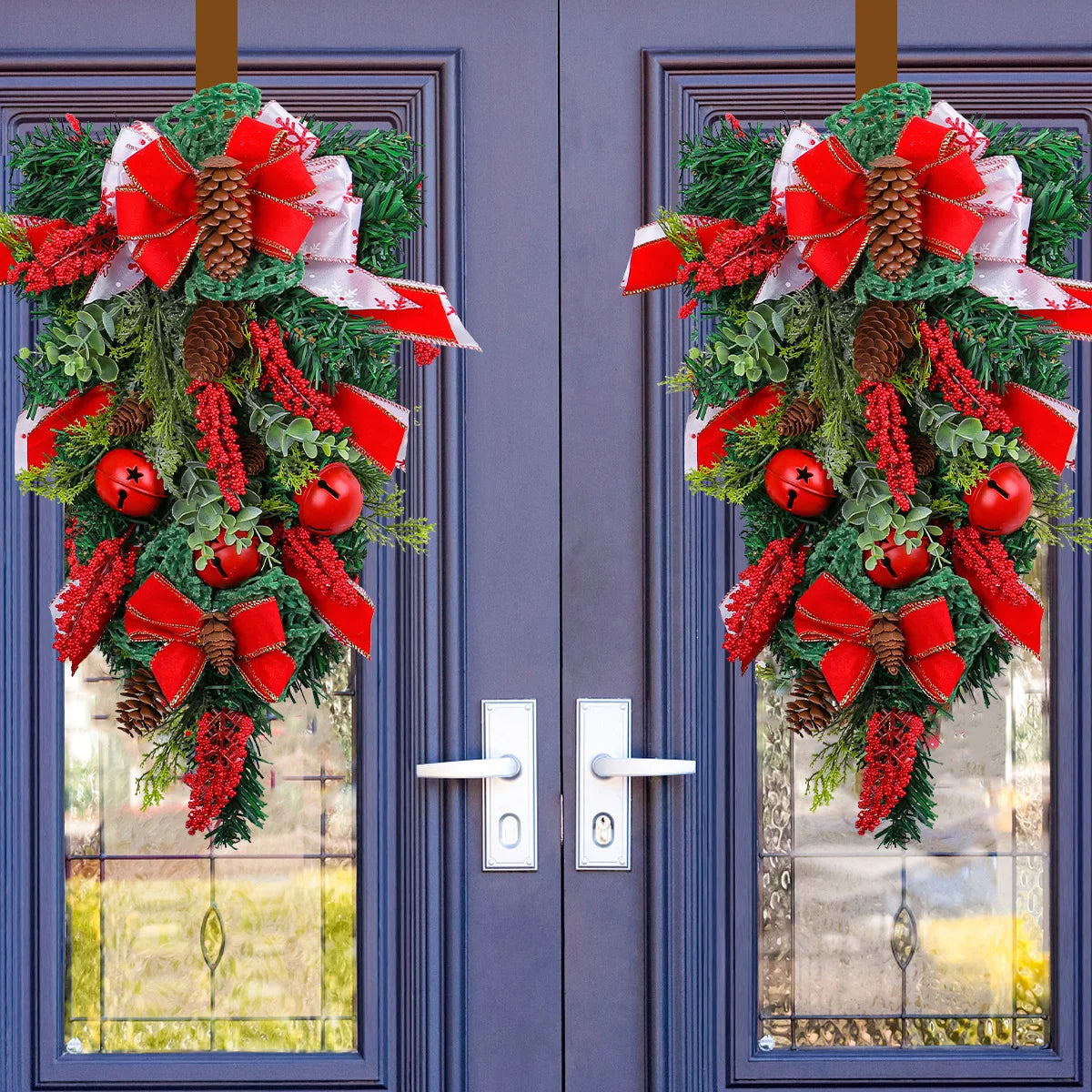 Upside Down Christmas Wreath Front Door Decoration