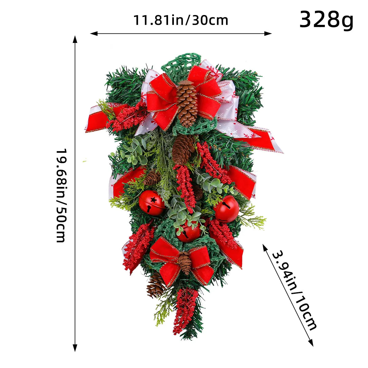 Upside Down Christmas Wreath Front Door Decoration