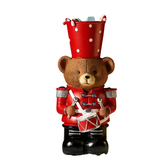 Resin Brown Bear Guard Drummer Festival Decoration - 30cm
