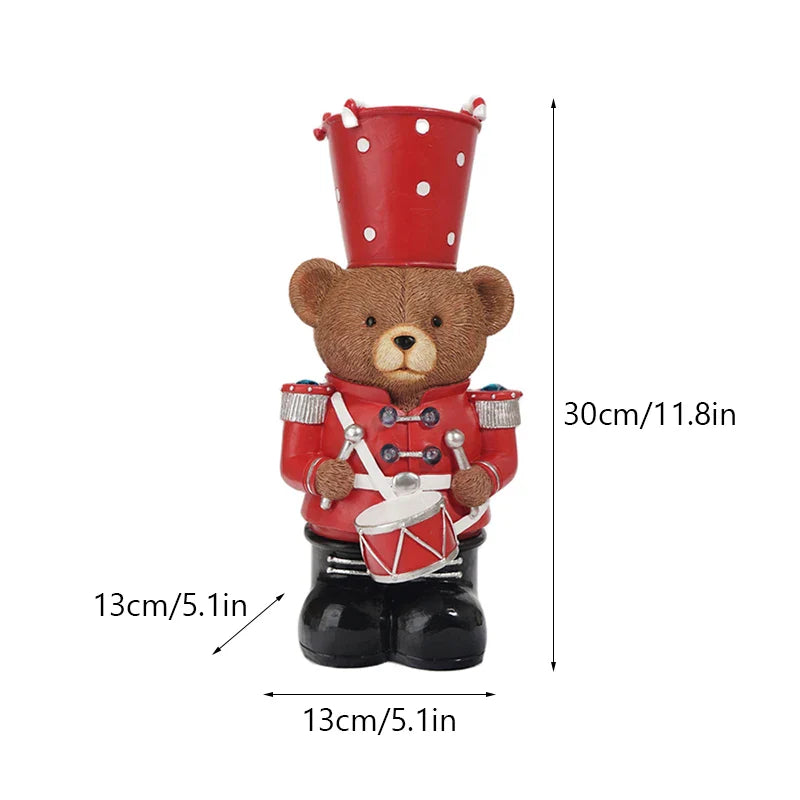 Resin Brown Bear Guard Drummer Festival Decoration - 30cm