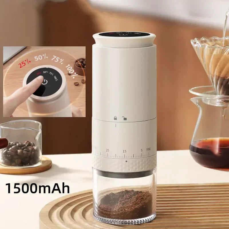 Rechargeable Coffee Grinder 38 Level Adjustable Conical Burr White