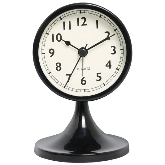 Nordic Vintage Metal Alarm Clock Silent Table Clock with Nightlight Black