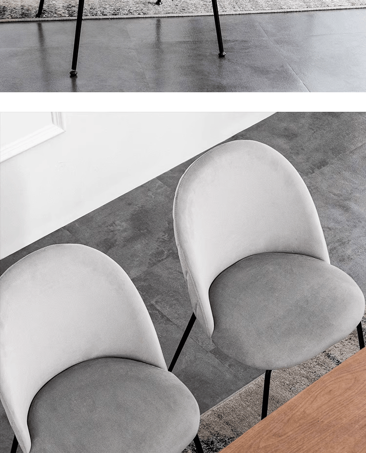 Light Luxury Velvet Dining Chair Modern Leisure Chair with Backrest Grey
