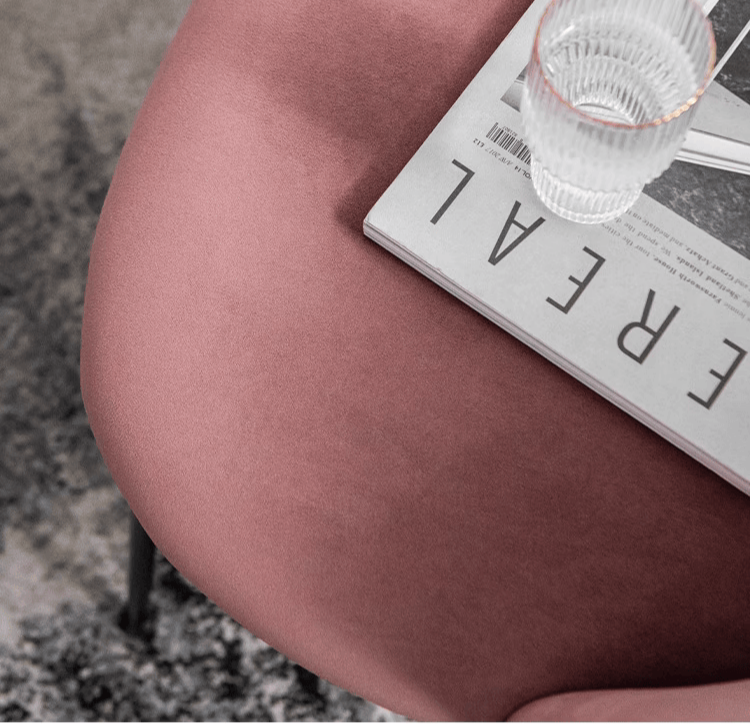 Light Luxury Velvet Dining Chair Modern Leisure Chair with Backrest Pink